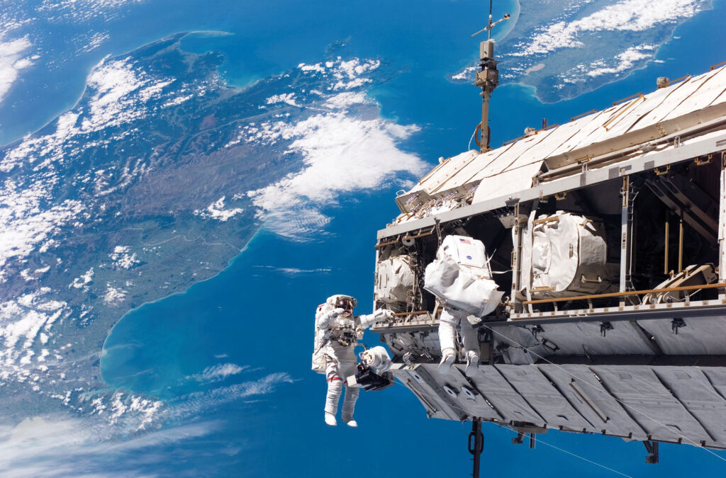 Christer Fuglesang doing space walk at ISS