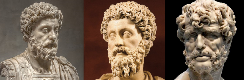 Three of the most prominent advocates of Stoicism: Epictetus, Marcus Aurelius and Seneca.