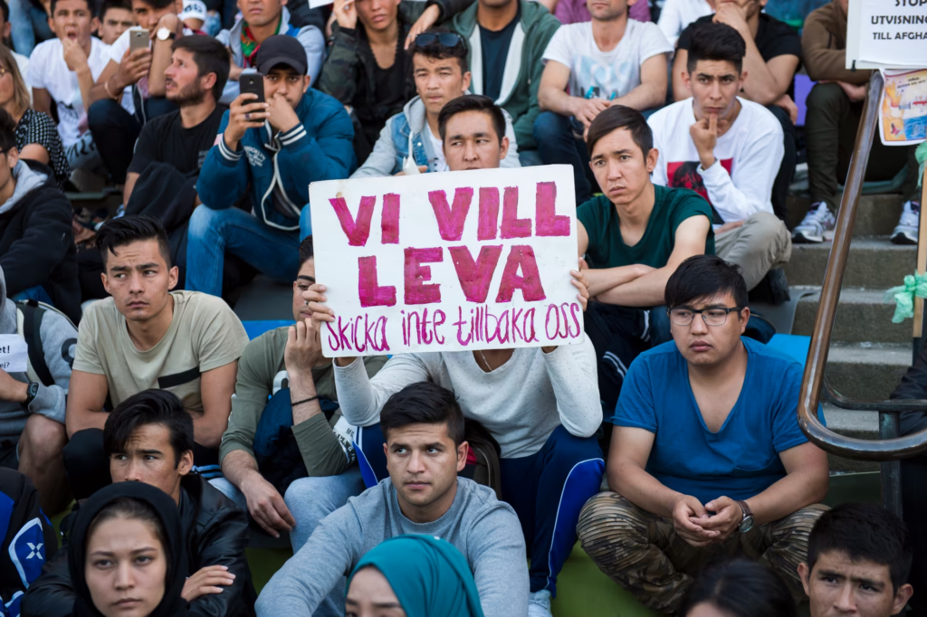 Afghan refugees demonstrating in Stockholm, Sweden 2017.