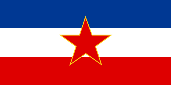 The Yugoslavia flag with its blue, white and red stripes.