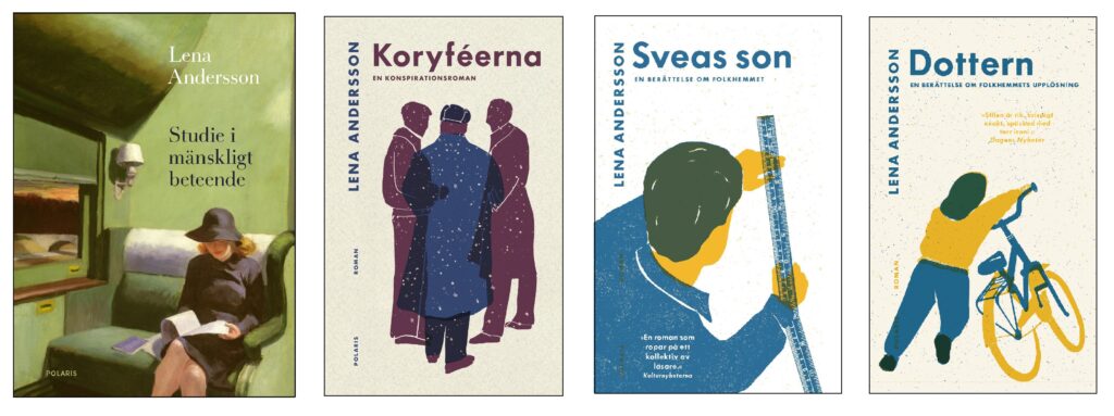 Lena Andersson has written several books, and the latest ones are Studie i mänskligt beteende, Koryféerna, Sveas son and Dottern.